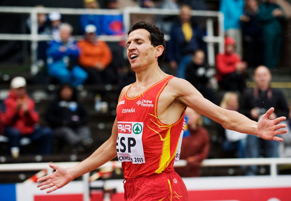 spain's juan carlos higuero reacts as he