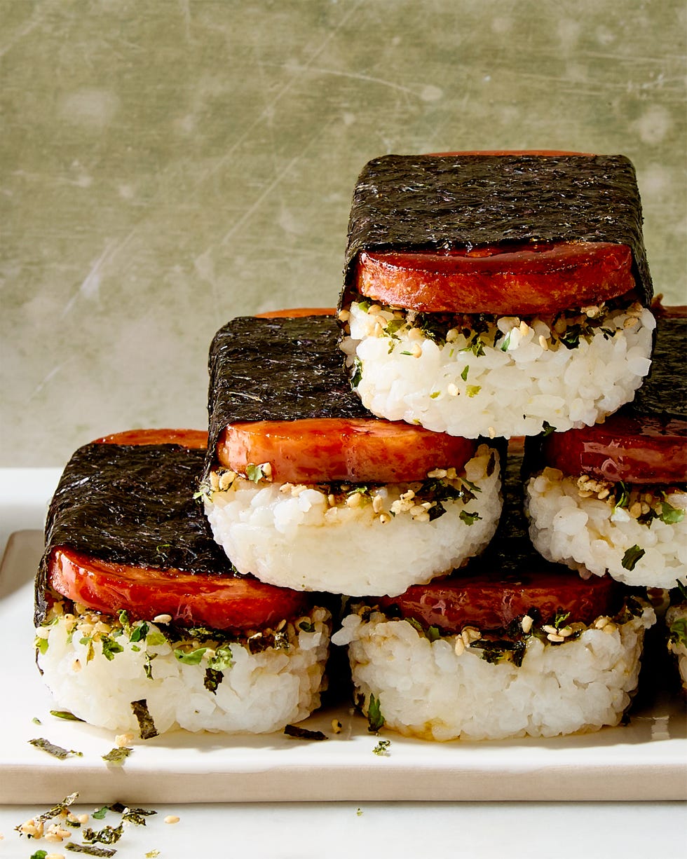 spam musubi wrapped in nori sheets