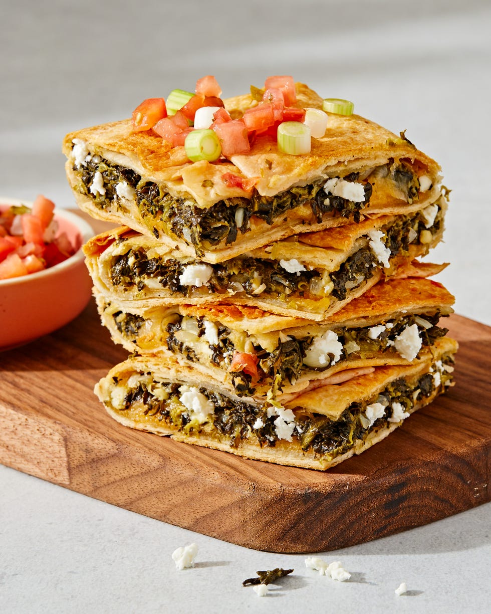 sheet pan spanakopita quesadillas