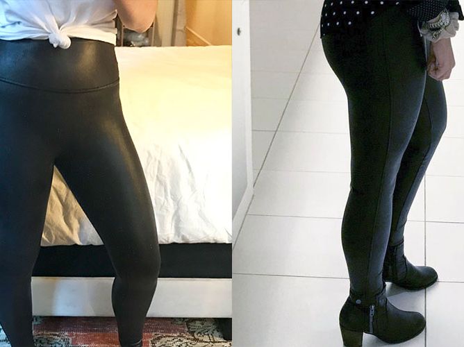 SPANX vs. ASSETS Faux Leather Leggings Comparison Video! Trying Them On,  Measurements, Price + More! 
