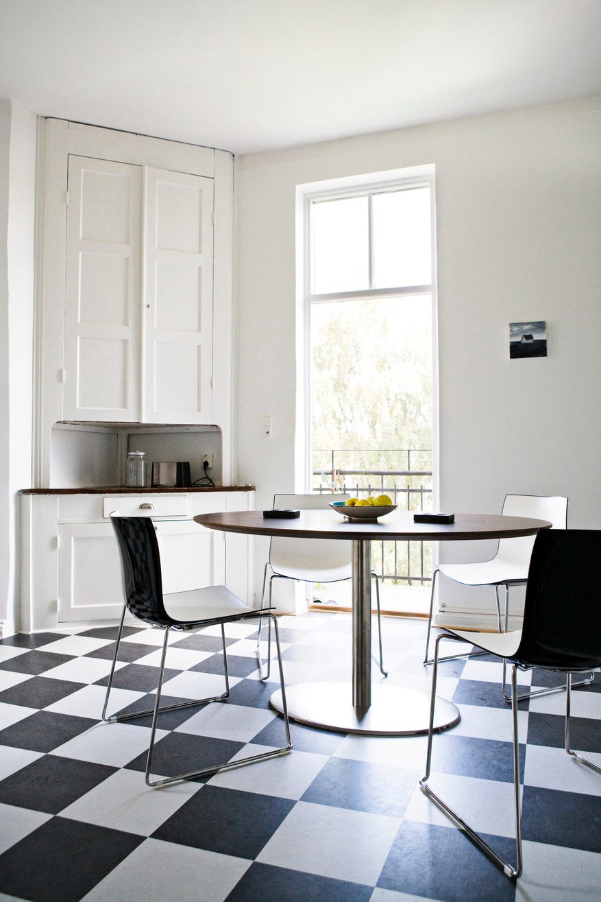 kitchen decor ideas black and white tile floor in kitchen dining area