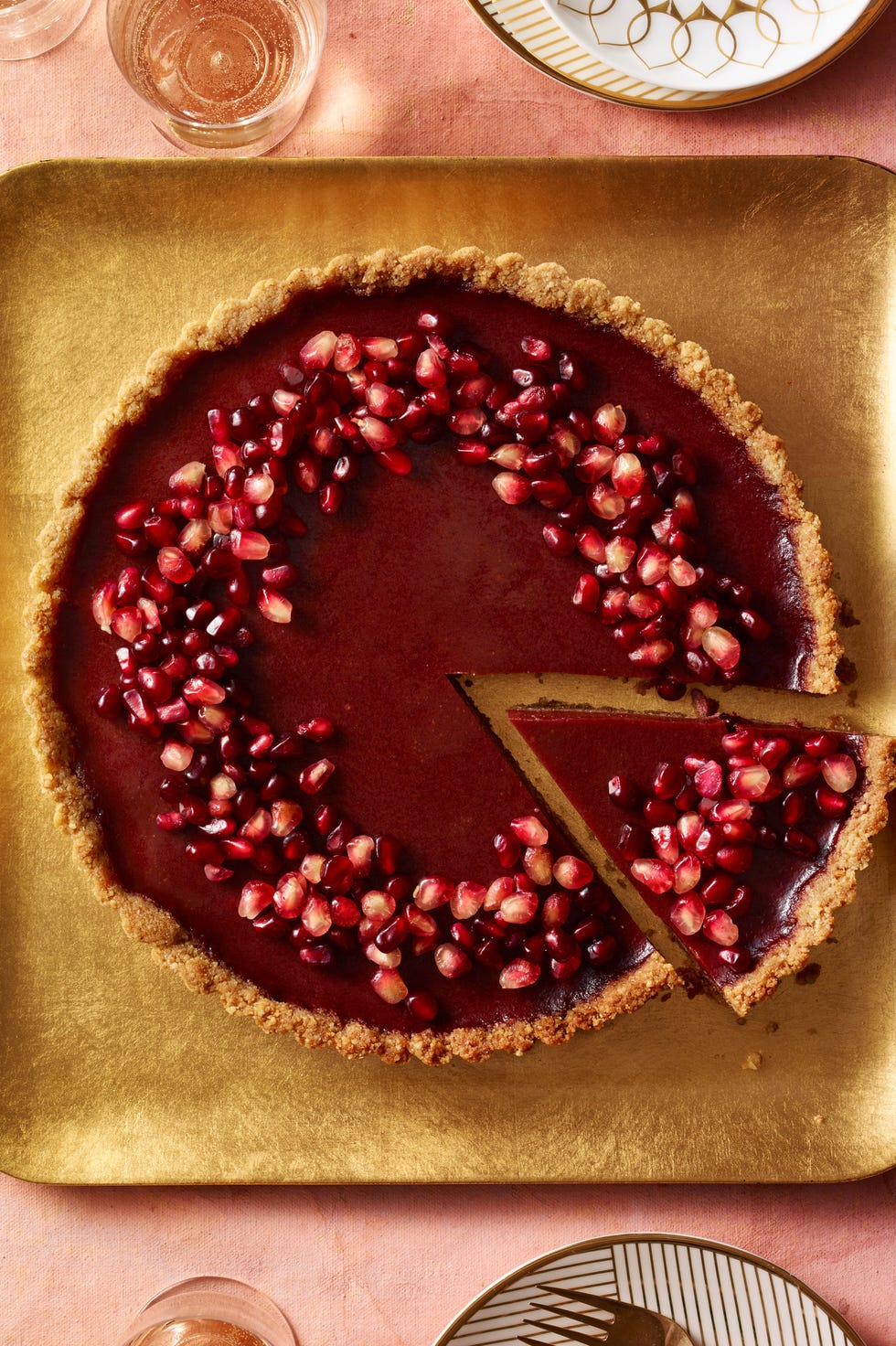 pomegranate orange tart with walnut crust pomegranate orange tart with walnut crust