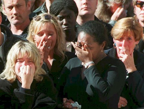 Mourners at Princess Diana's funeral in 1997