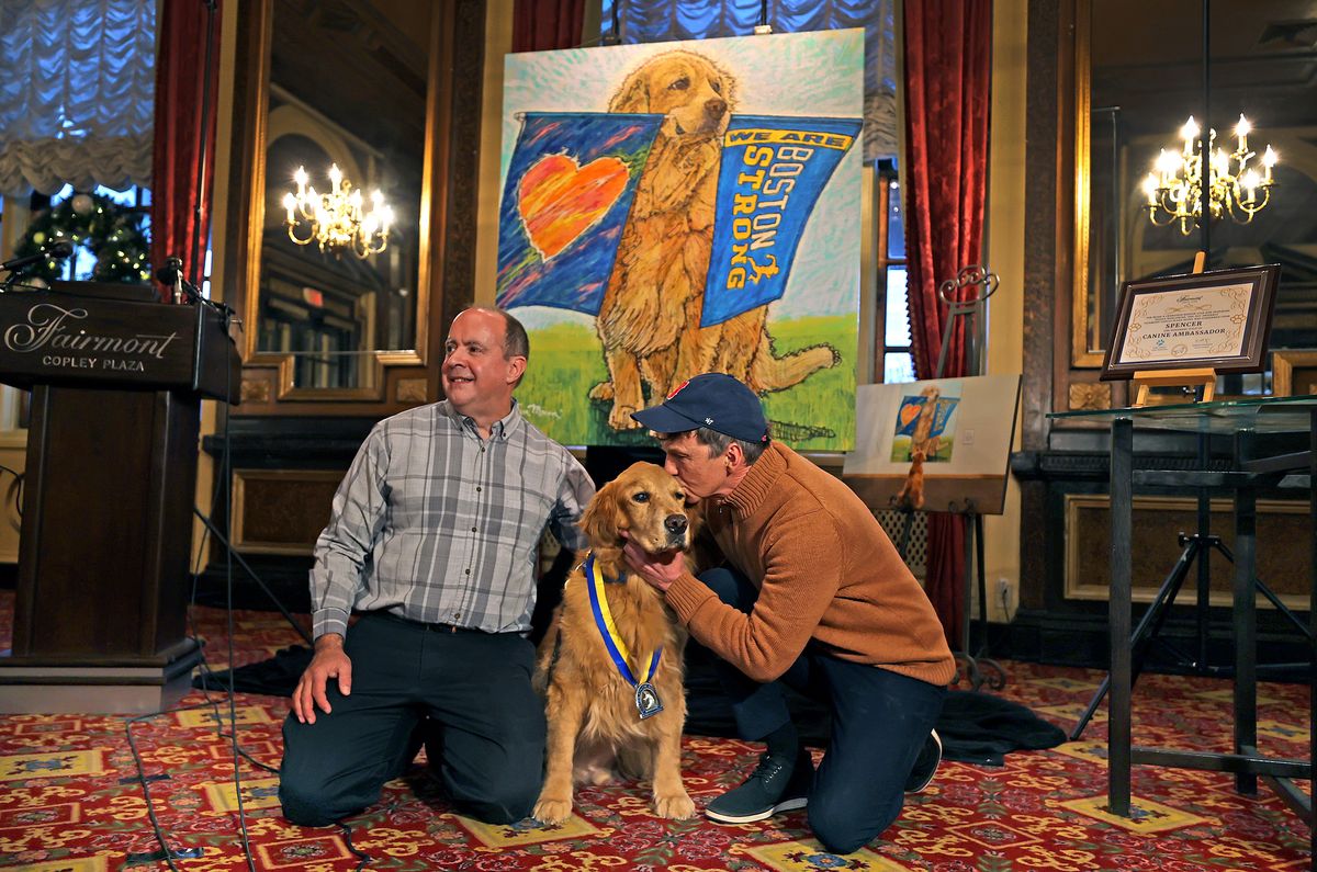 Spencer, the Dog, Gets a Banner for the Boston Marathon