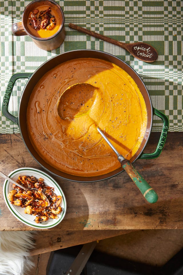 Spiced Carrot Soup with Savory Sesame Granola Recipe