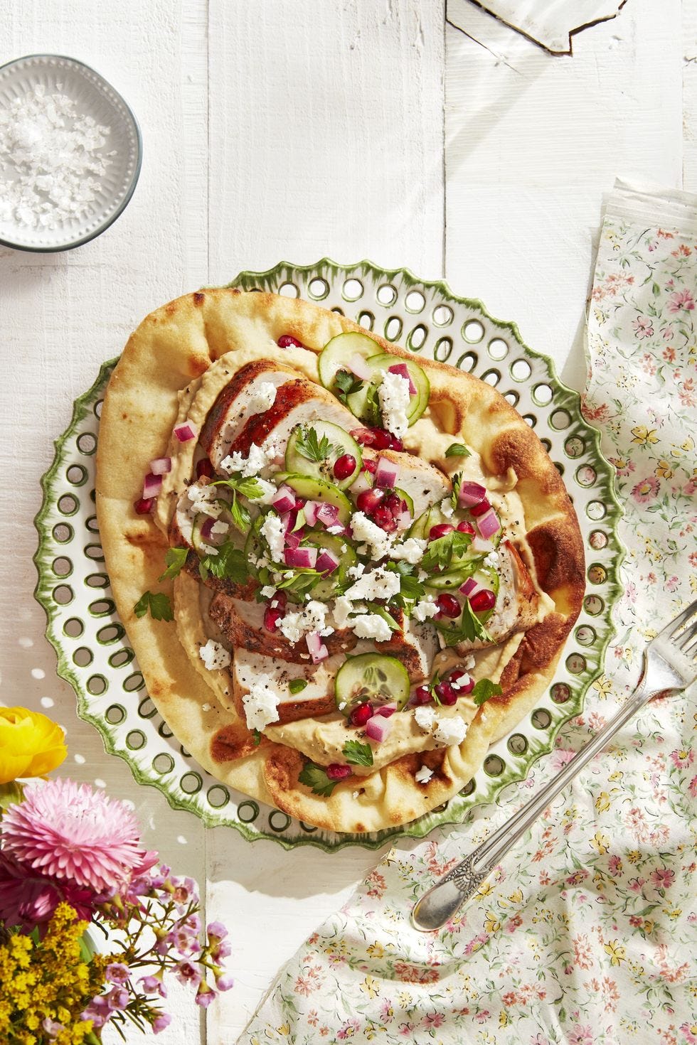 spiced chicken flatbreads