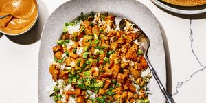 spiced sweet potates and chickpeas