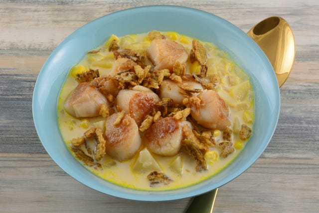 spicy chowder soup with scallops