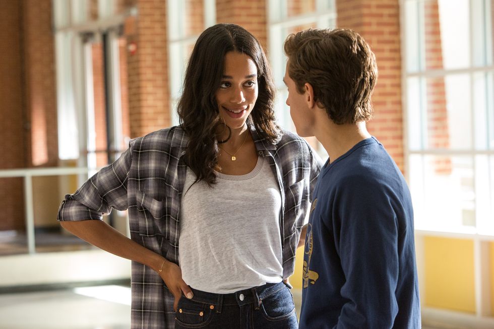 laura harrier as liz alland and tom holland as peter parker in spider man™ homecoming