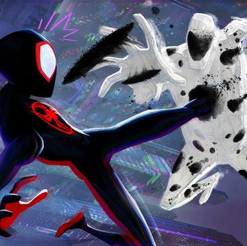 miles morales shameik moore and gwen stacy hailee steinfeld take on the spot jason schwartzman in columbia pictures and sony pictures animations spider man™ across the spider verse