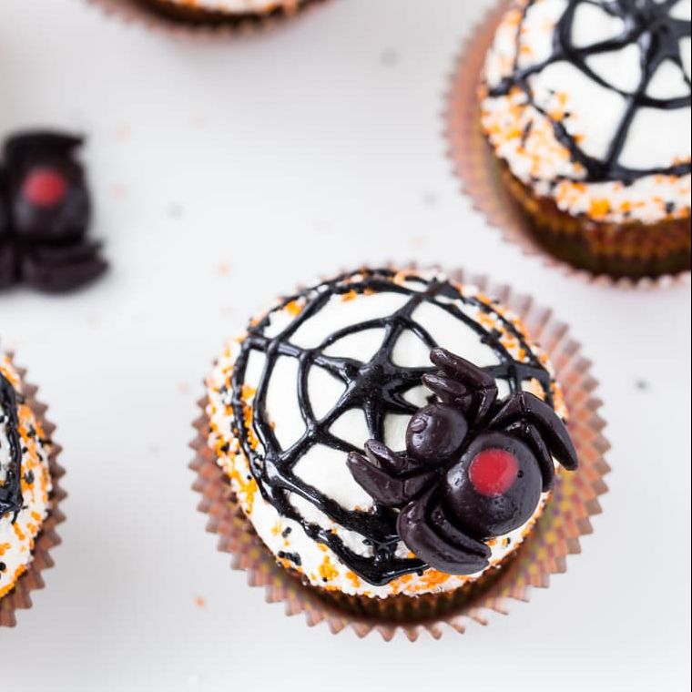 cupcake with spider decoration