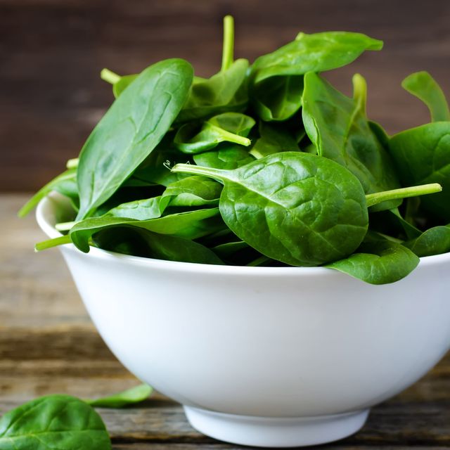 raw spinach leaves
