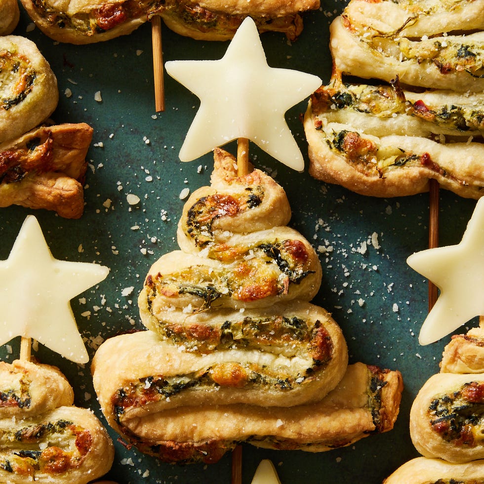 spinach artichoke christmas tree skewers