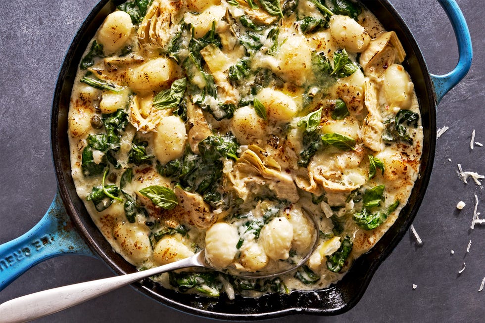 one pan creamy spinach artichoke gnocchi
