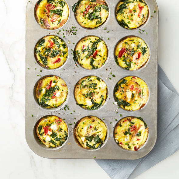 high protein meal prep recipes  spinach and goat cheese egg muffins