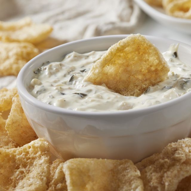 spinach dip with crispy pork rinds