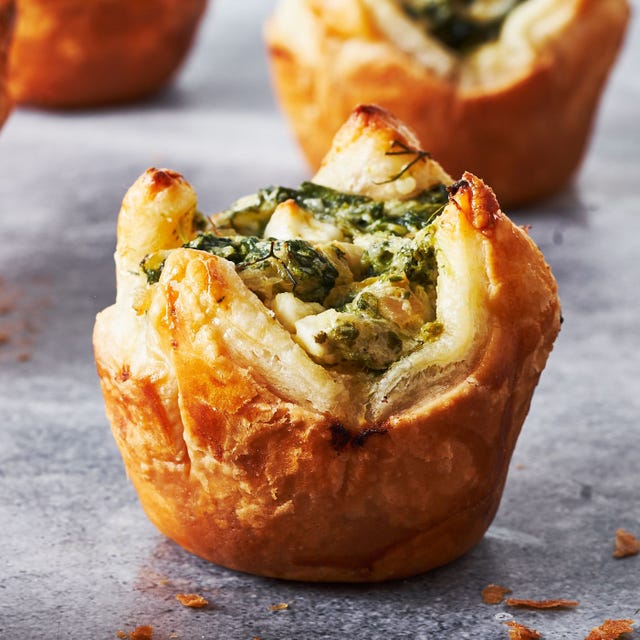creamy spinach mixture baked in puff pastry cups