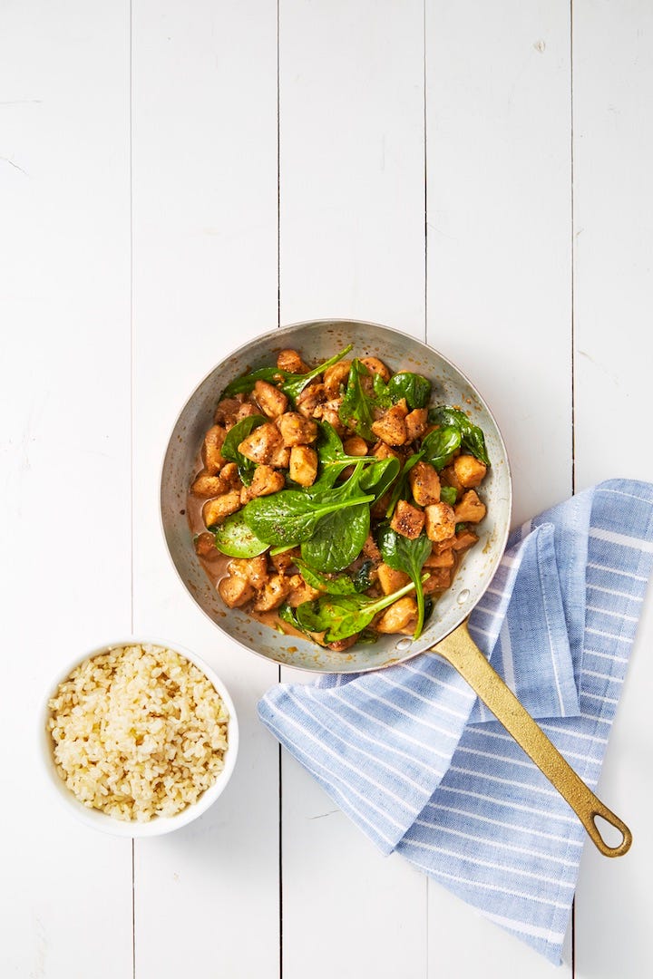 gingery chicken and spinach stirfry