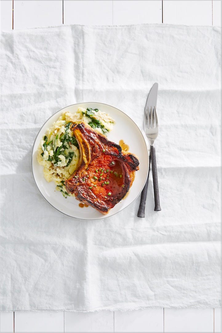 spinach recipes - pork chops with spinach