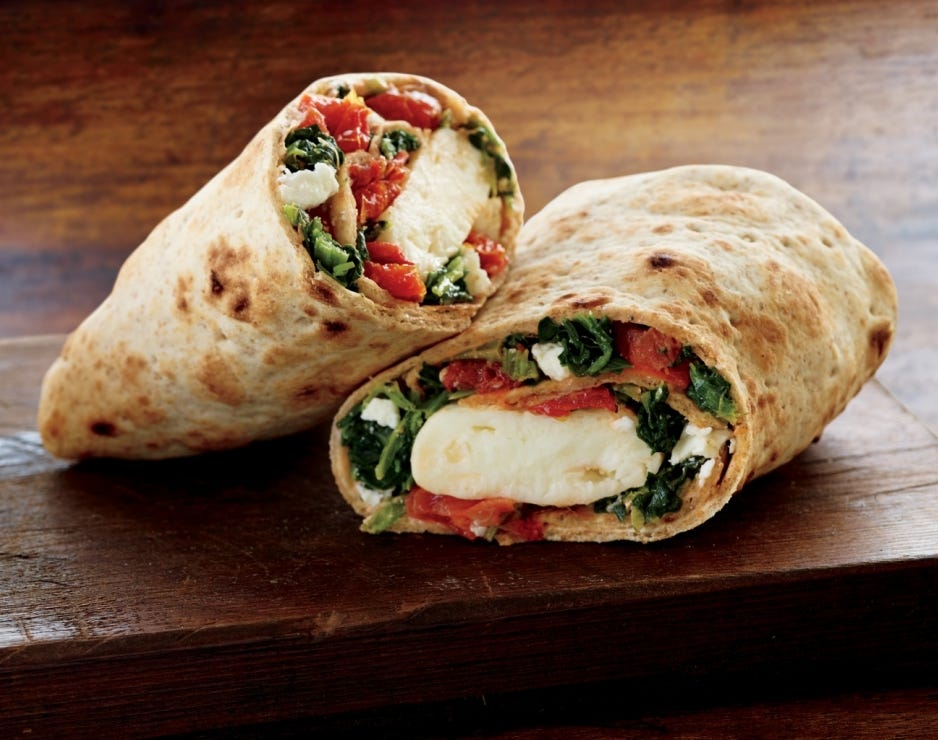 spinach, feta  cage free egg white wrap