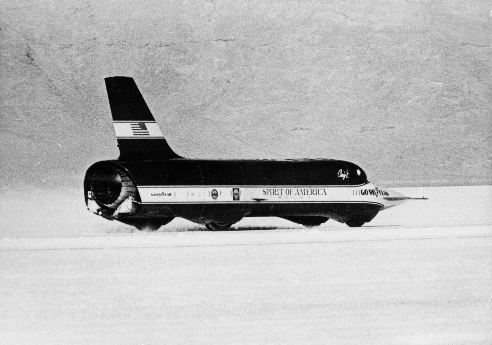 'Spirit of America Sonic i' bat le record de vitesse terrestre, Bonneville Salt Flats, Utah, USA, 1965