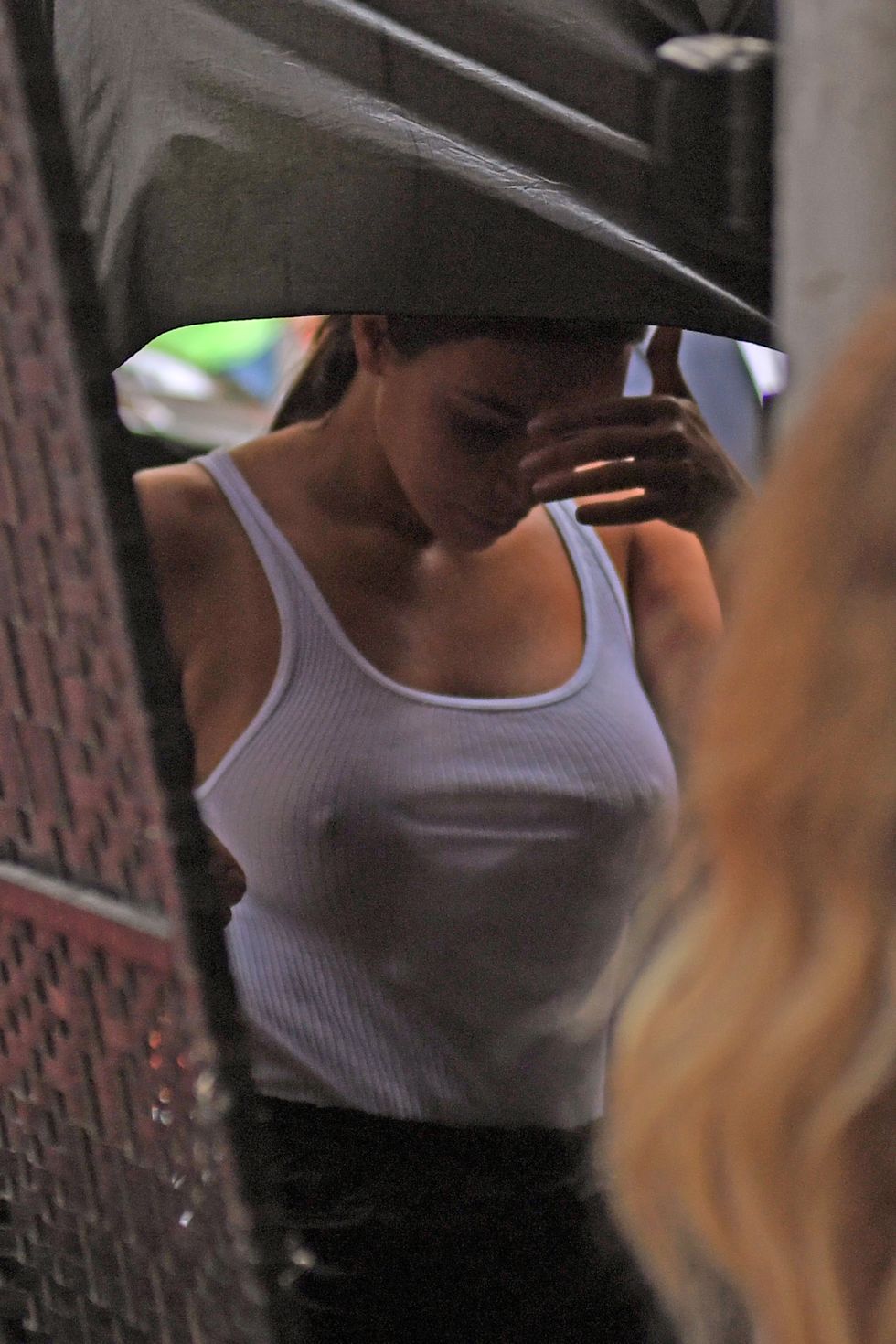 Kim Kardashian Bares Nipples in Wet White Tank-Top
