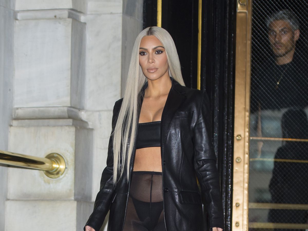 Kim Kardashian Wears Sheer Tights As Pants - Kim Kardashian NYFW
