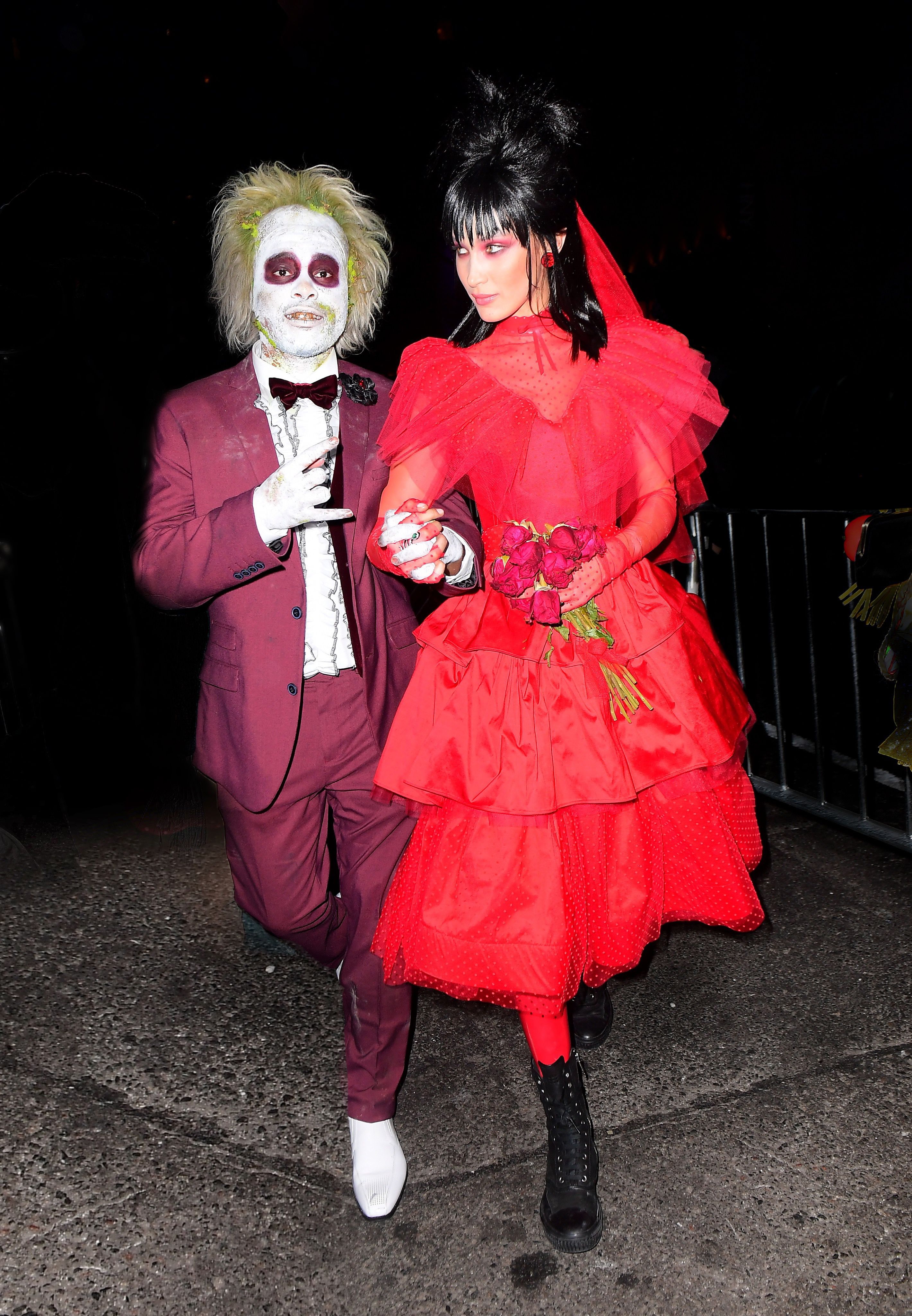 Bella Hadid and The Weeknd Really Committed to Their 'Beetlejuice' Costumes  - Fashionista