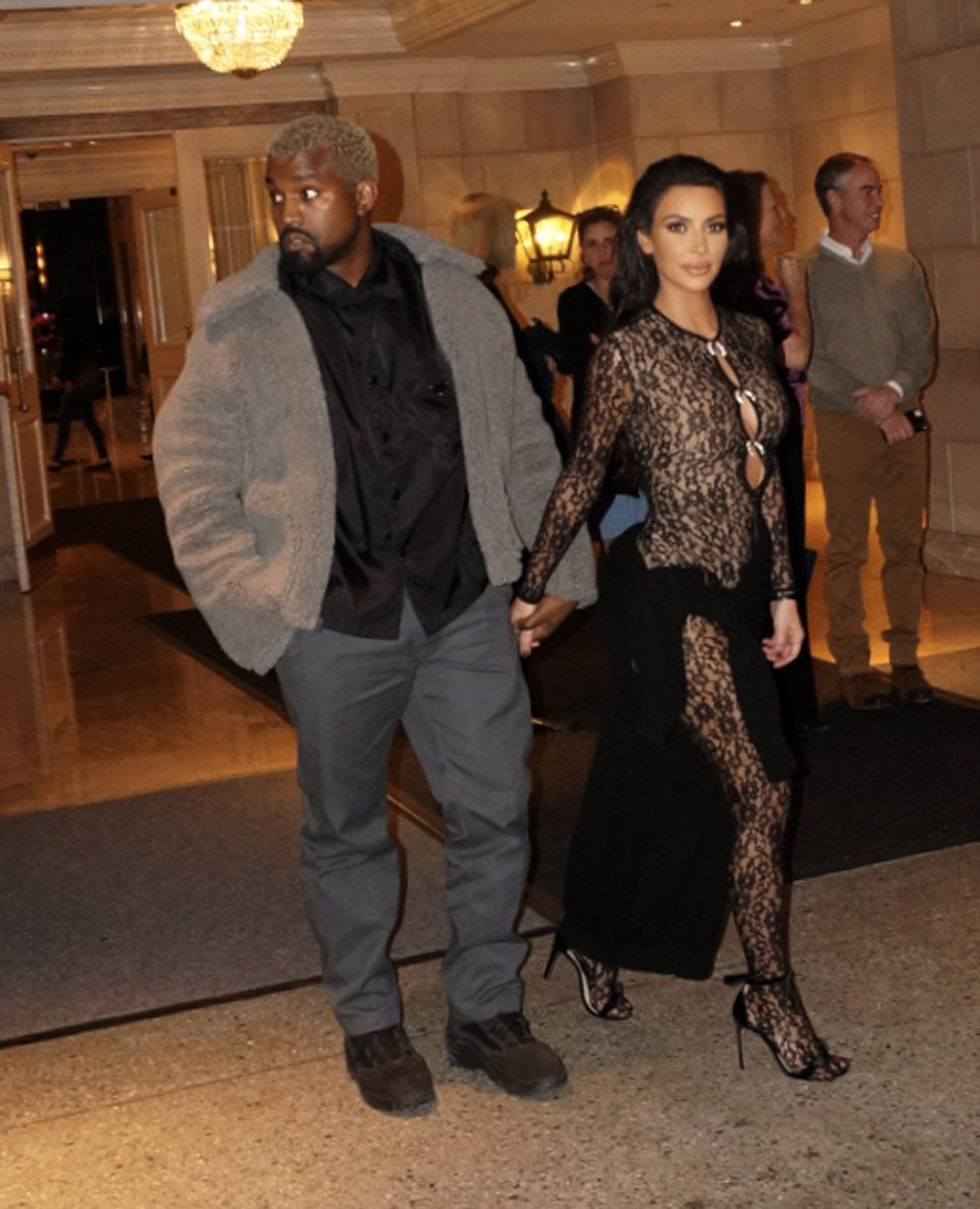 Kim Kardashian goes pantless in nude bodysuit embellished with Swarovski  crystals as fans think her waist looks 'thin