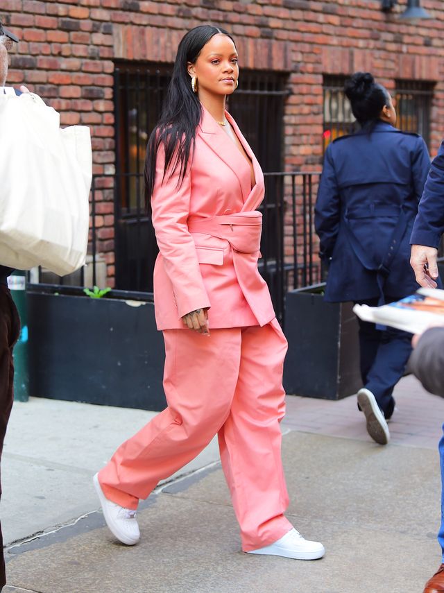 Rihanna Wore a Pink Pantsuit With a Matching Fanny Pack in New York City
