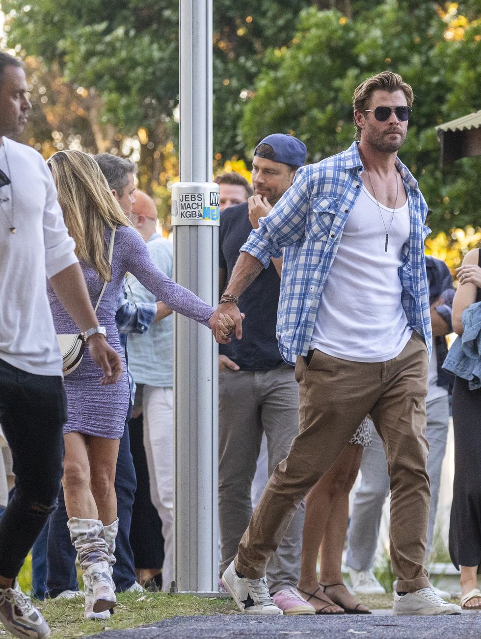 chris hemsworth wears the golden goose super star sneakers in leather while out on july 31