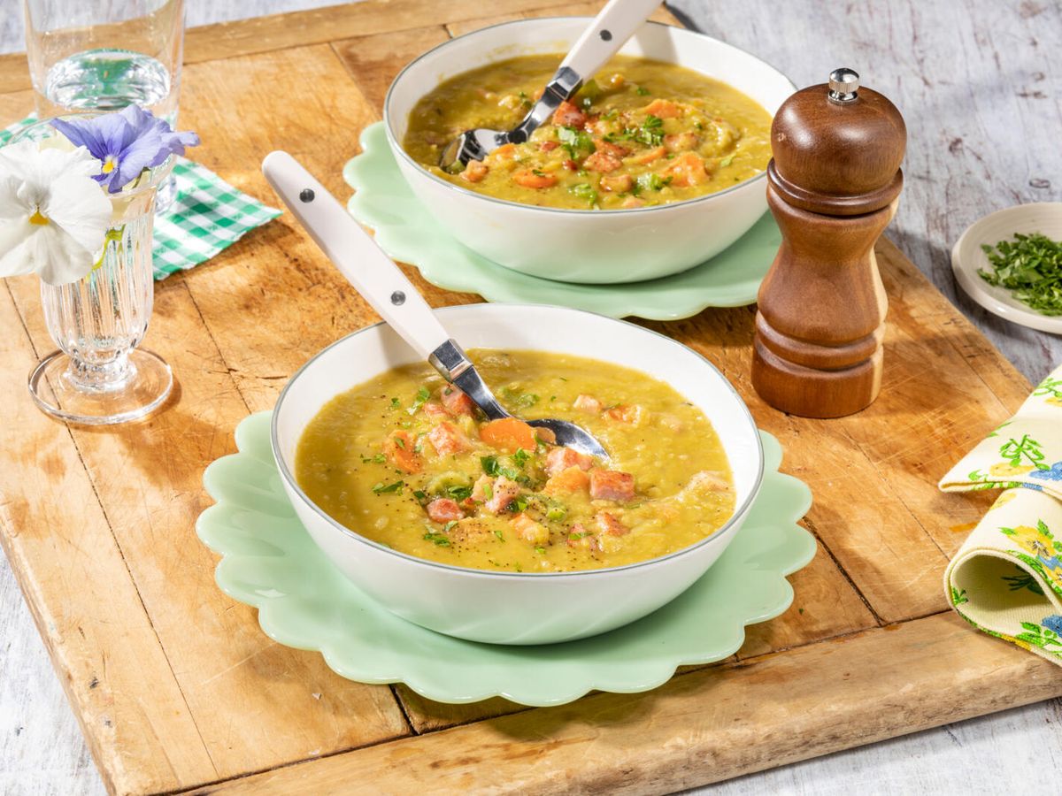 Slow Cooker Ham Split Pea Soup - Sweet and Savory Meals