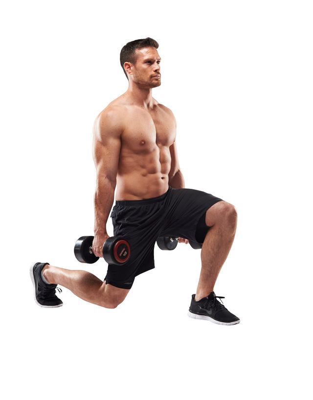 a man performing a split squat