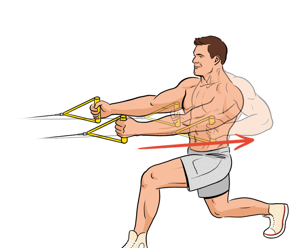 split stance cable row strength and muscle building exercise, workout alan ritchson
