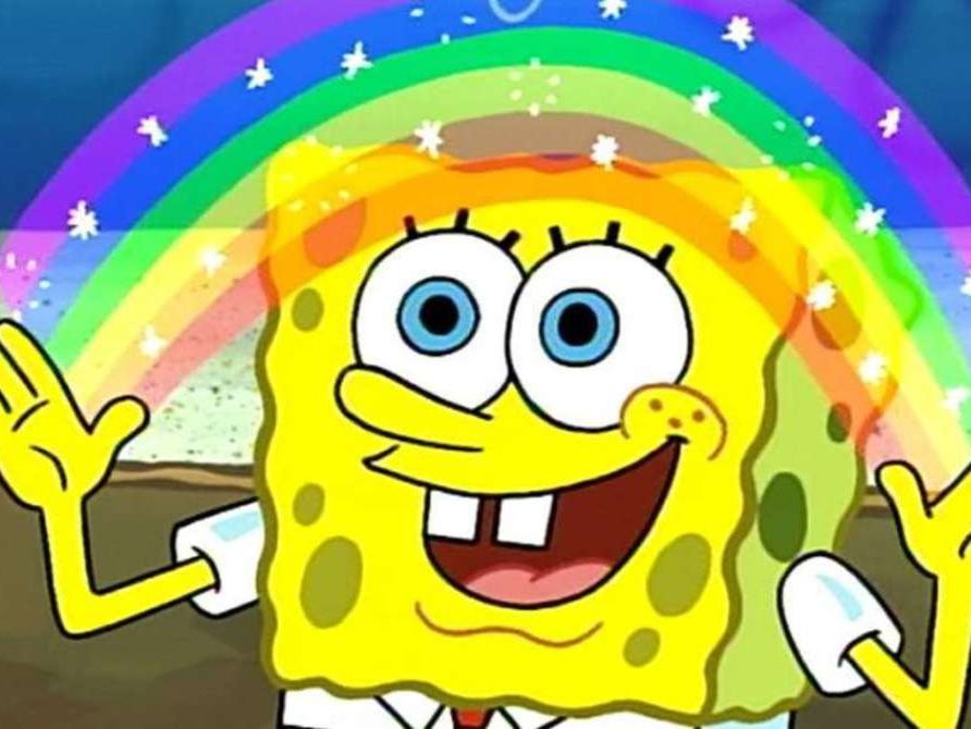 spongebob rainbow gif