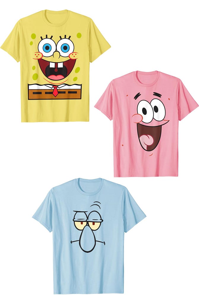 group halloween costumes spongebob, patrick and squidward