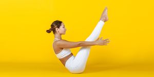 sportive woman doing yoga exercise for muscle pilates  workout sport and healthy lifestyle concept