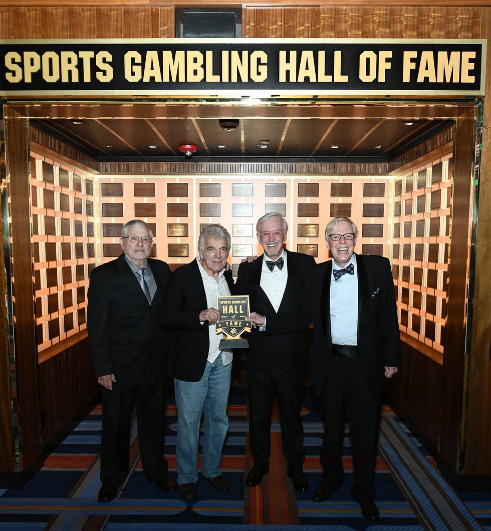 las vegas, nevada august 11 l r sports gambling hall of fame inductees scotty schettler, jimmy vaccaro, billy walters and roxy roxborough attend the sports gambling hall of fame inaugural ceremony at circa resort casino on august 11, 2023 in las vegas, nevada photo by bryan steffygetty images for circa resort casino