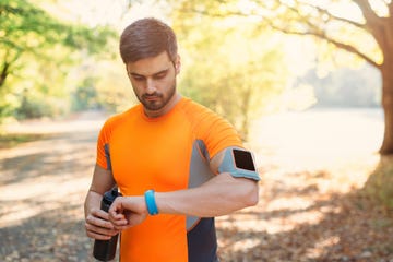 sportsman using a smart watch