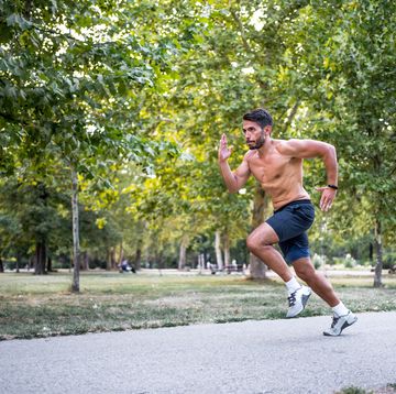 sporty man running outdoor