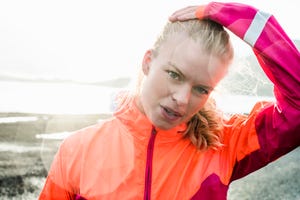 Sporty woman in neon sportswear