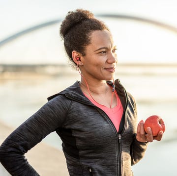 Sporty Woman Takes Care of Her Health. sporty woman takes care of her health