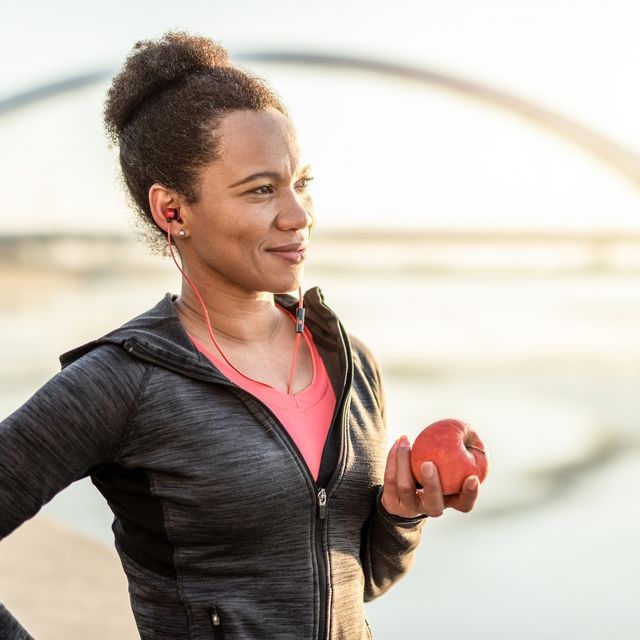 sporty woman takes care of her health.