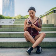 sporty woman with headphones