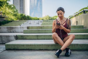 sporty woman with headphones