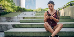 sporty woman with headphones