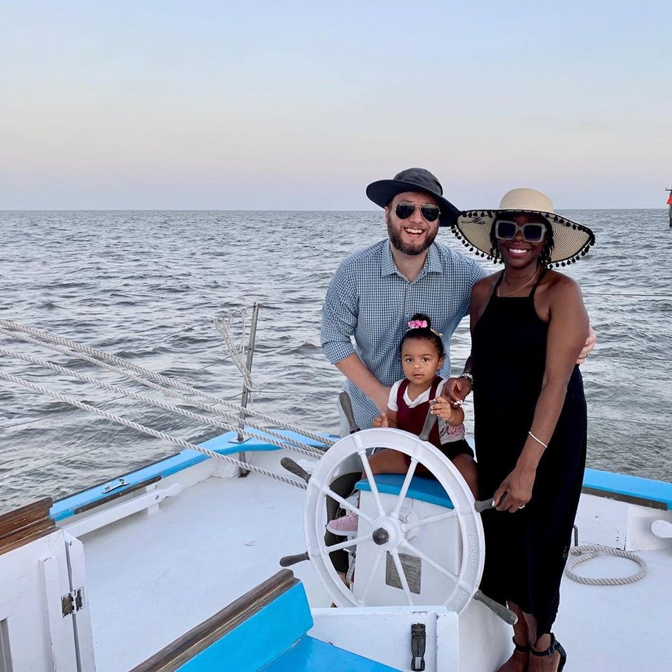 family on a boat in mississippi