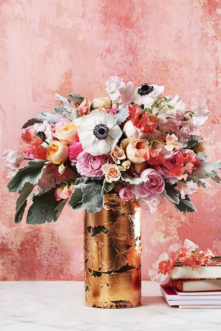 Paper Peony Flower Bouquet with Monarch Butterfly in Tin Pail