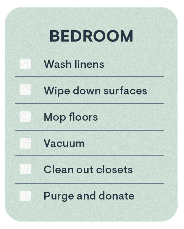 bedroom cleaning checklist graphic