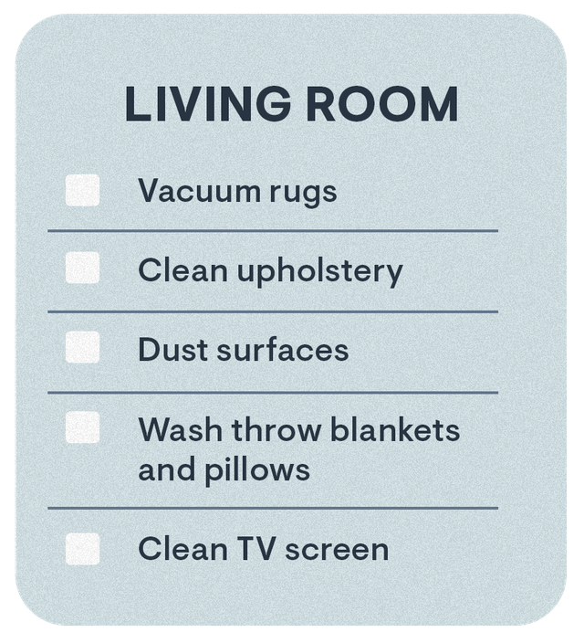 living room cleaning checklist graphic